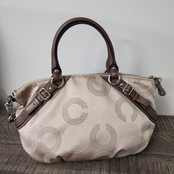 Coach Tan Brown Signature Op Art Satchel Bag - Picture 4 of 12